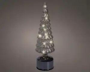 Lumineo LED Tannenbaum batteriebetrieben drehend mit Timer Kunststoff Ø 10 x 34 cm warmweiß grau