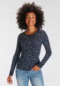 KangaROOS Langarmshirt mit süßen Vögel-Allover-Druck - NEUE KOLLEKTION, Blau