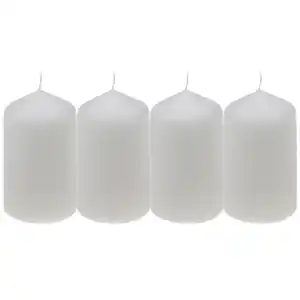 Stumpenkerze, weiß, 4 Stück