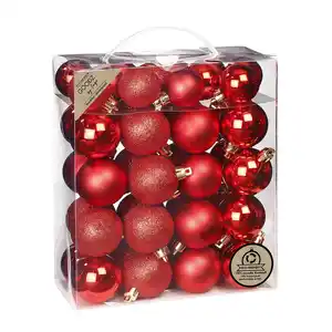 Weihnachtskugeln, 4 - 5 cm, 44 Stück, Kunststoff, Festive Red