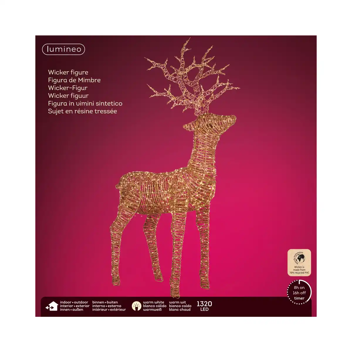 Bild 2 von Weihnachtsfigur, Rentier, 1320 Lichter, warmweiß