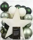 Bild 1 von Decoris Weihnachtskugeln mit Christbaumspitze aus Kunststoff bruchsicher Ø 5, 6, 8 cm grün-beige 33 Stück