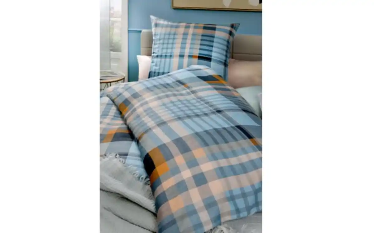 Bild 2 von Bettwäsche Renata, rauchblau kariert, 135 x 200 cm