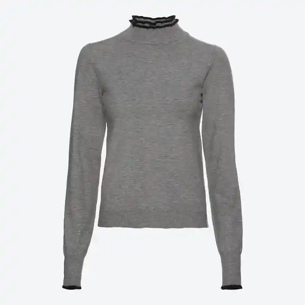 Bild 1 von Damen-Feinstrickpullover mit Rüschen am Kragen