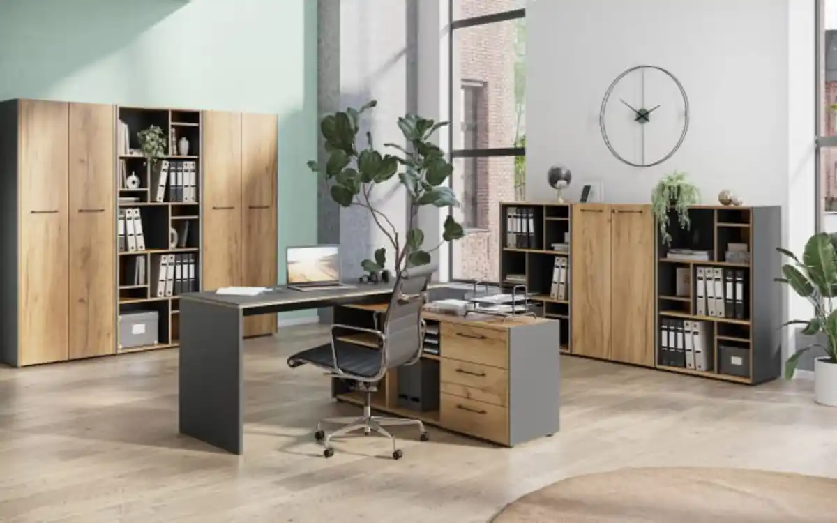 Bild 3 von Vito - Schreibtisch Podium, Eiche Navarra Nachbildung/graphit matt