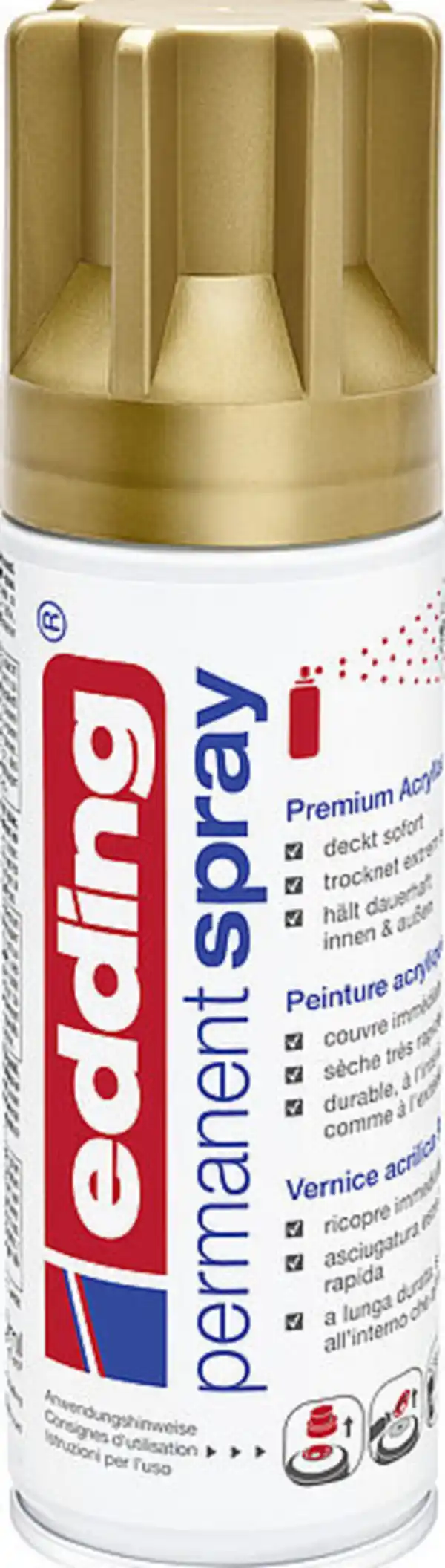 Bild 1 von Edding Permanentspray Premium-Acryllack reichgold seidenmatt, 200 ml