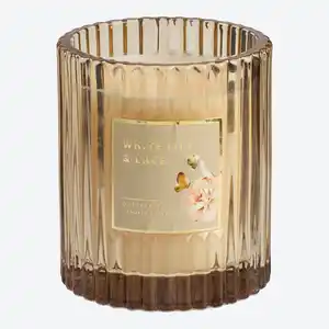 Duftkerze im Glas mit Rillen, ca. 7,8x9 cm
