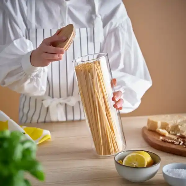 Bild 2 von EKLATANT Dose mit Deckel, Klarglas/Bambus, 1.8 l