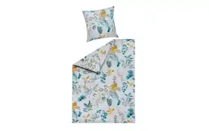 Satin-Bettwäsche Penelope, rauchblau, 135 x 200 cm