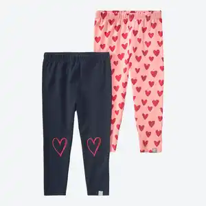 Baby-Mädchen-Leggings mit Herzmotiv, 2er-Pack