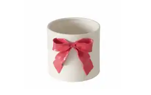 Übertopf Bow, weiß/rot, 15 cm