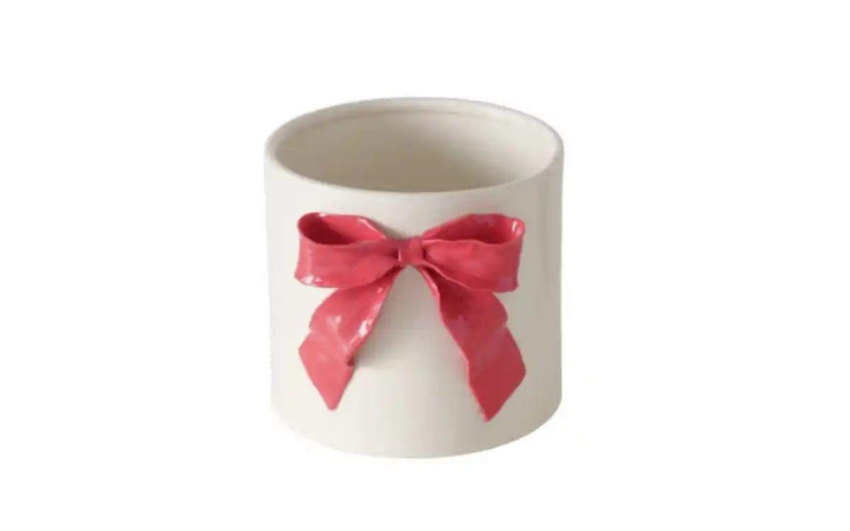 Bild 1 von Übertopf Bow, weiß/rot, 15 cm