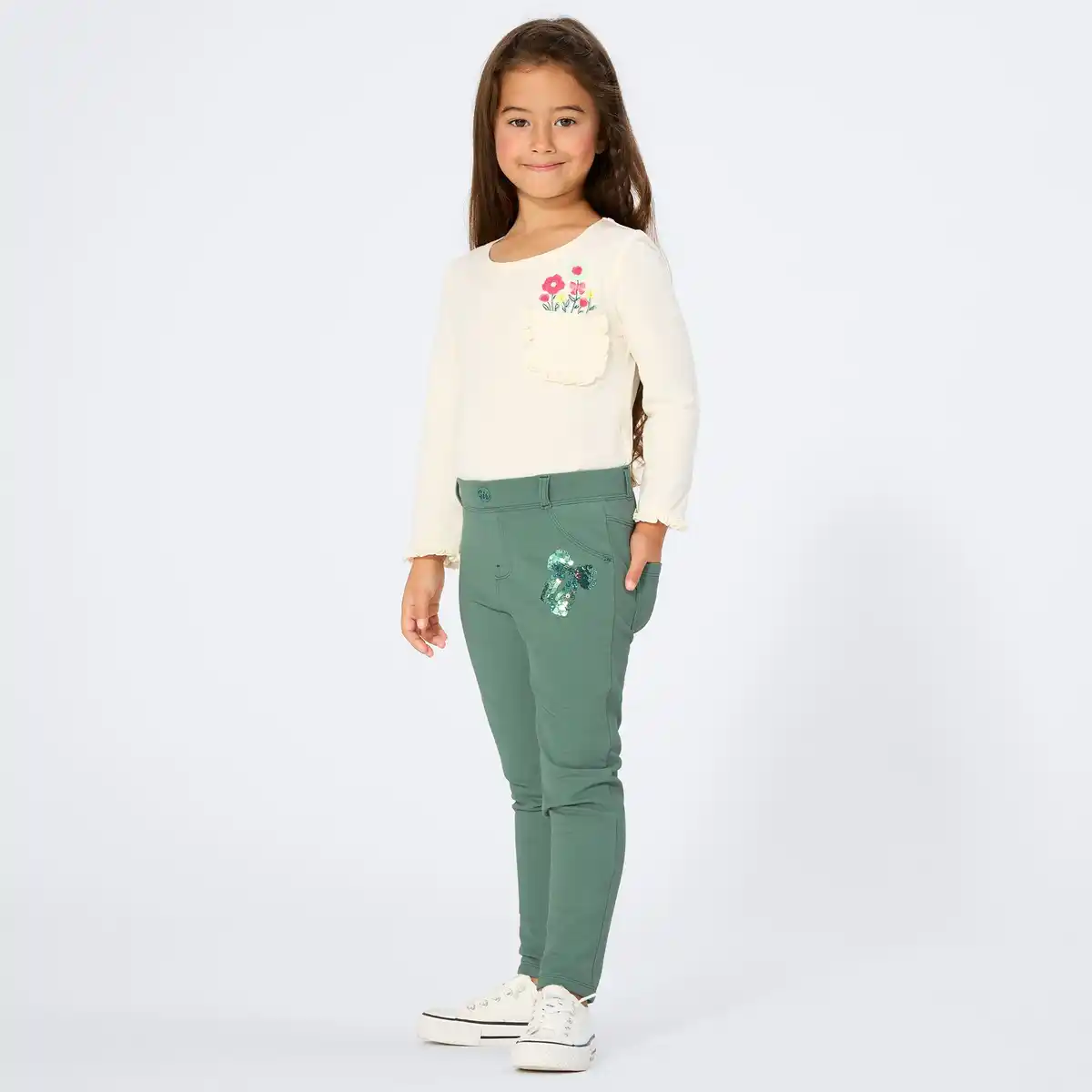 Bild 1 von Kinder-Mädchen-Sweatleggings mit elastischem Bund