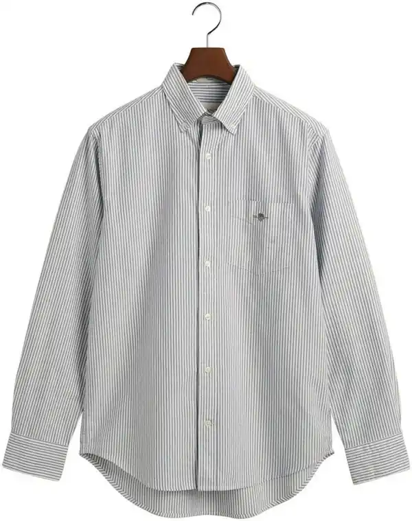 Bild 2 von Gant Langarmhemd REG OXFORD BANKER STRIPE SHIRT mit dezenter Logostickerei, Blau
