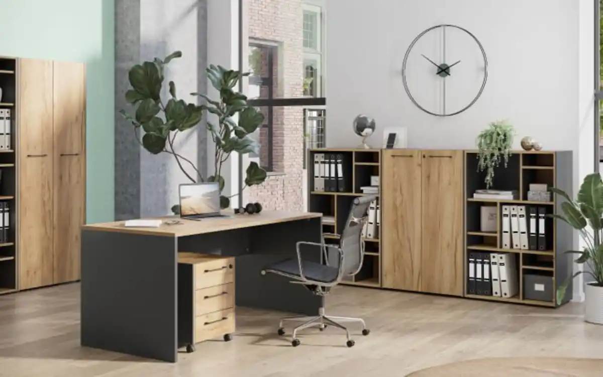 Bild 2 von Vito - Schreibtisch Podium, Eiche Navarra Nachbildung/graphit matt