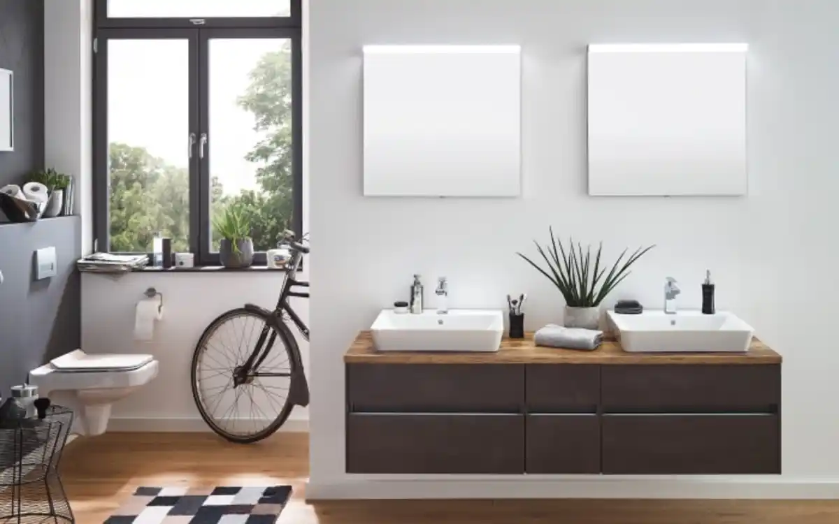 Bild 1 von Puris - Bad-Einrichtung Unique, Stahl dunkelfarbig/Hunton Eiche Nachbildung