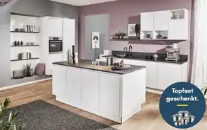 Impressa - Einbauküche Uno, weiß fein strukturiert, inkl. Miele Elektrogeräte