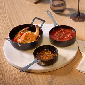 Servierpfännchen-Set aus Edelstahl, 3-teilig