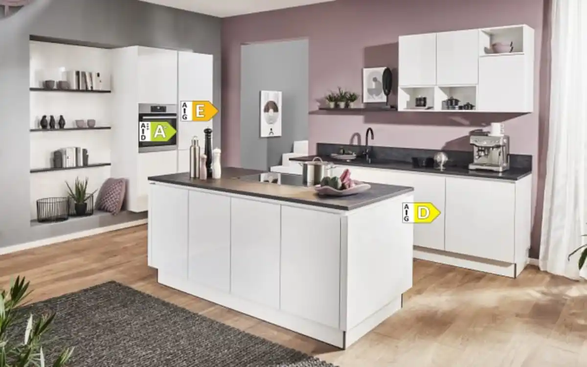 Bild 4 von Impressa - Einbauküche Uno, weiß fein strukturiert, inkl. Miele Elektrogeräte