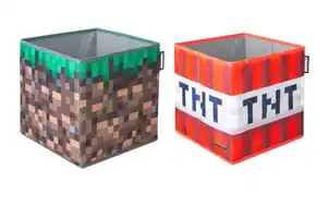 Phoenix Group AG - Minecraft Stoffboxen 2er-Set Grasblock und TNT, braun/rot