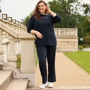 Damen-Stoffhose mit Gummizug, große Größen