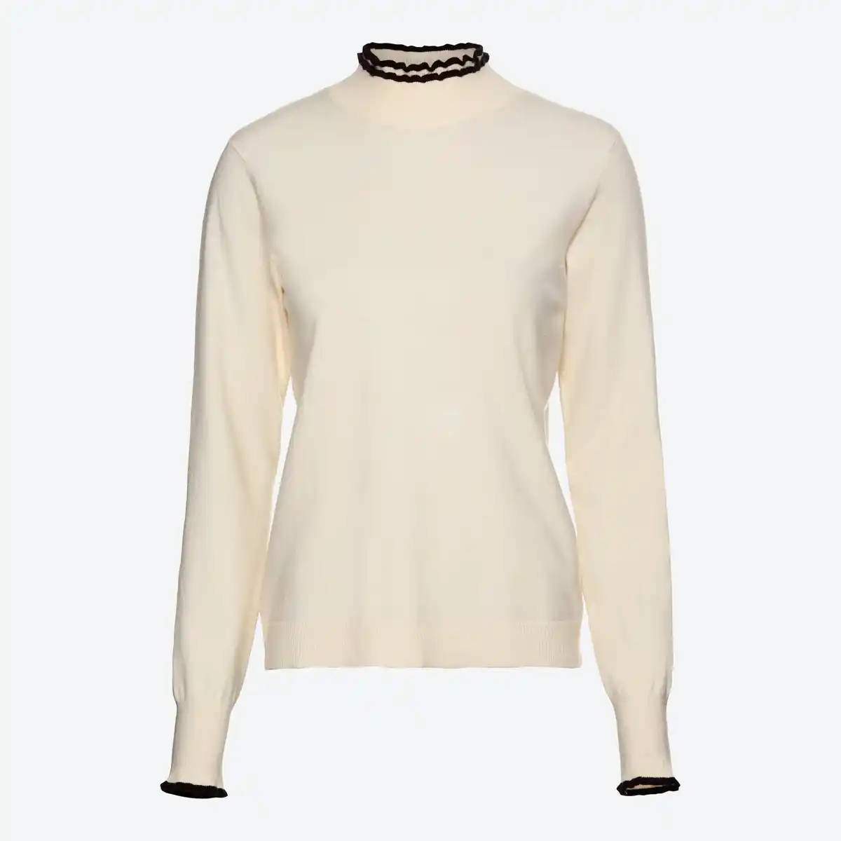 Bild 1 von Damen-Feinstrickpullover mit Rüschen am Kragen