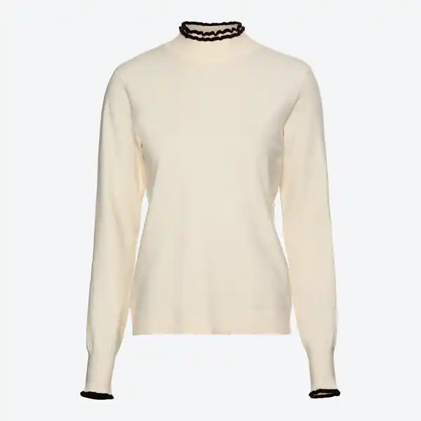 Bild 1 von Damen-Feinstrickpullover mit Rüschen am Kragen