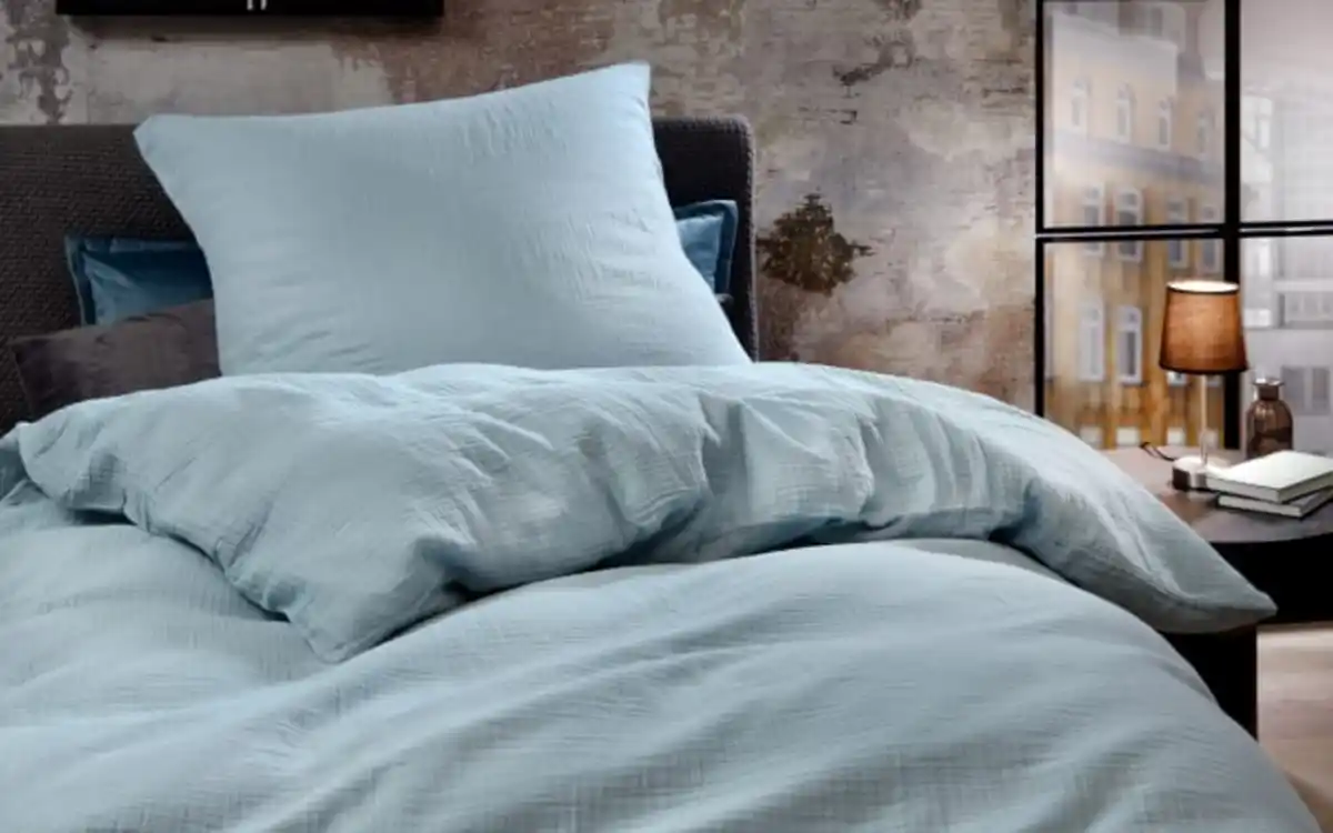 Bild 2 von Bettwäsche Musselin, hellblau, 155 x 220 cm