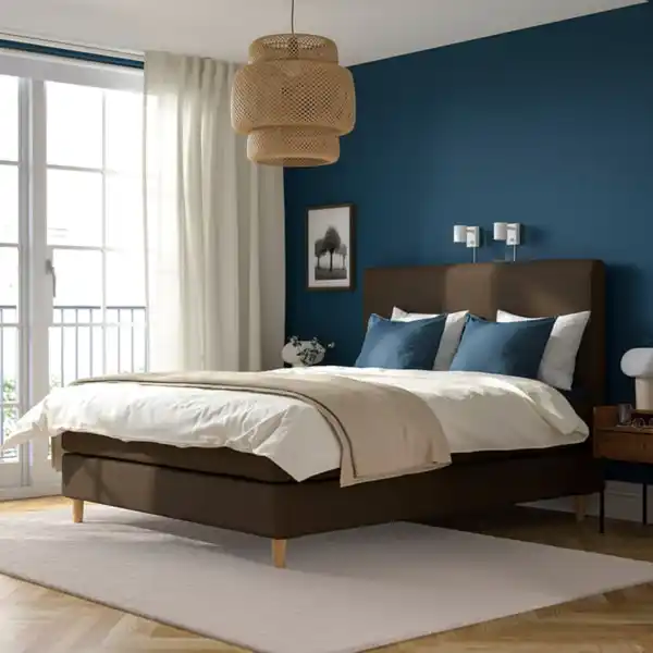 Bild 2 von HEMFJÄLLET Boxspringbett, Valevåg mittelfest/Nordberget Tonerud dunkel graubraun, 160x200 cm