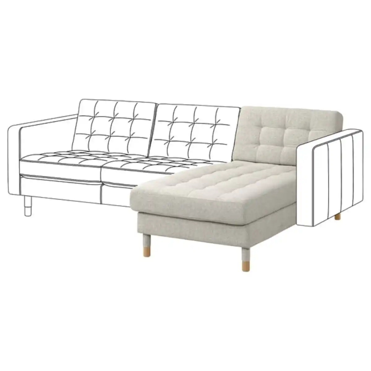 Bild 1 von LANDSKRONA Récamiere, Anbauteil, Gunnared beige/Holz