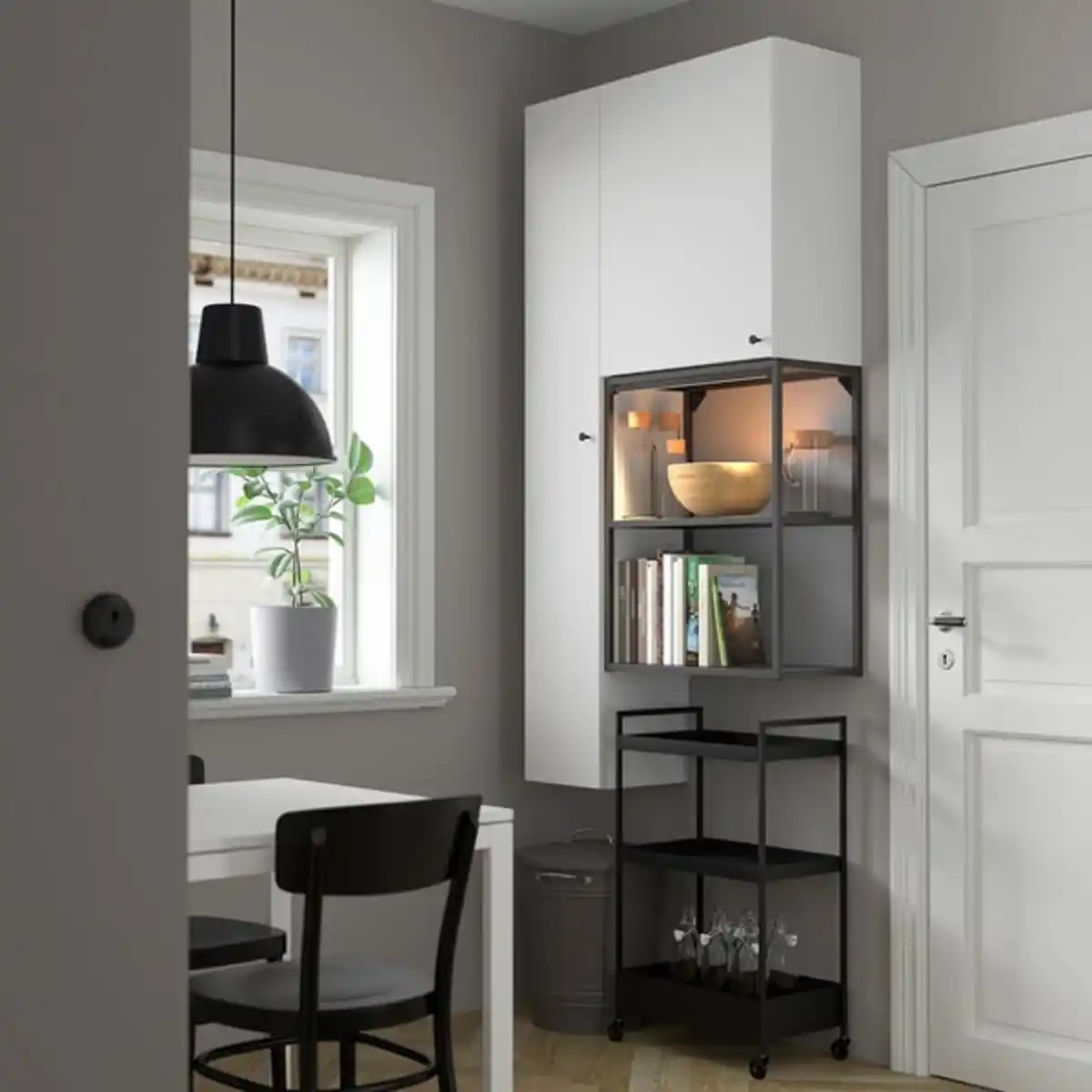 Bild 2 von ENHET Aufbewahrungskombi, anthrazit/weiß, 90x32x180 cm