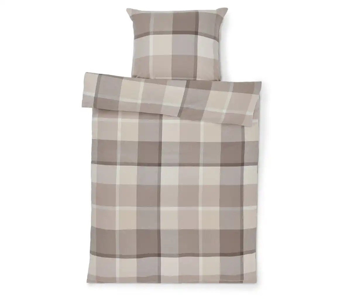 Bild 1 von Flanell-Bettwäsche, grau-beige kariert, Normalgröße