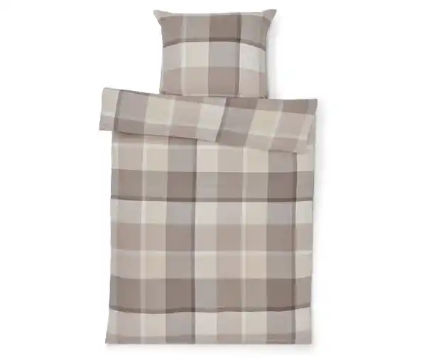 Bild 1 von Flanell-Bettwäsche, grau-beige kariert, Normalgröße