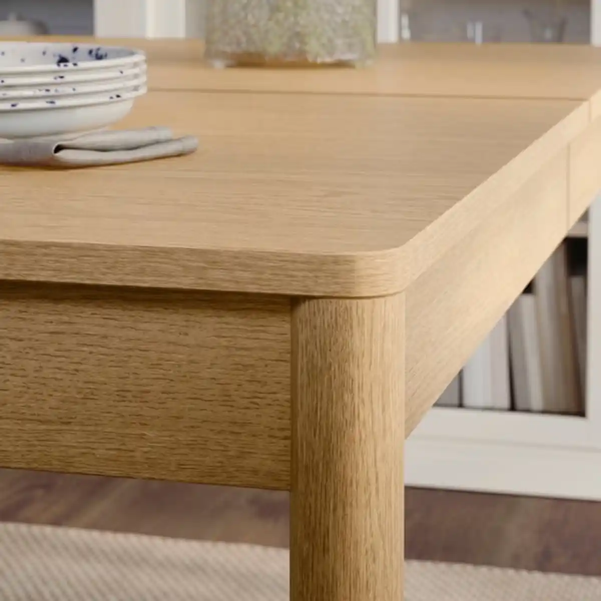 Bild 3 von TONSTAD / TONSTAD Tisch und 4 Stühle, Eichenfurnier/Eichenachbildung Fridtuna hellbeige, 140/196x85 cm