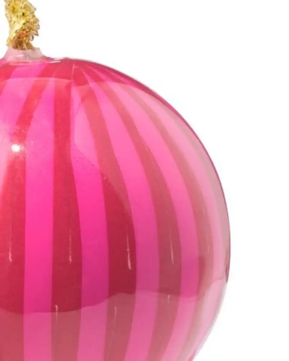 Bild 2 von Christbaumkugel 6 cm Papier, schmale Streifen in Rosa-Rot