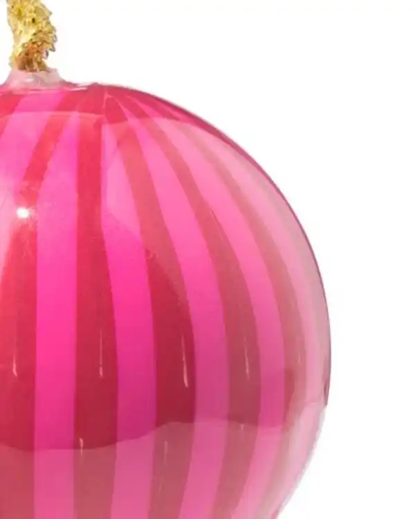 Bild 2 von Christbaumkugel 6 cm Papier, schmale Streifen in Rosa-Rot