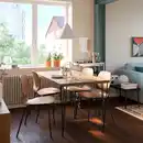 Bild 2 von SKÅLSTA Tisch und 4 Stühle, Nussbaumnachbildung Haarnadel schwarzgrau/Nussbaumfurnier röhrenförmiges Metall/schwarzgrau, 140x80 cm