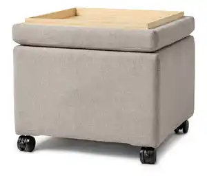 Pouf mit Rollen und Tablett