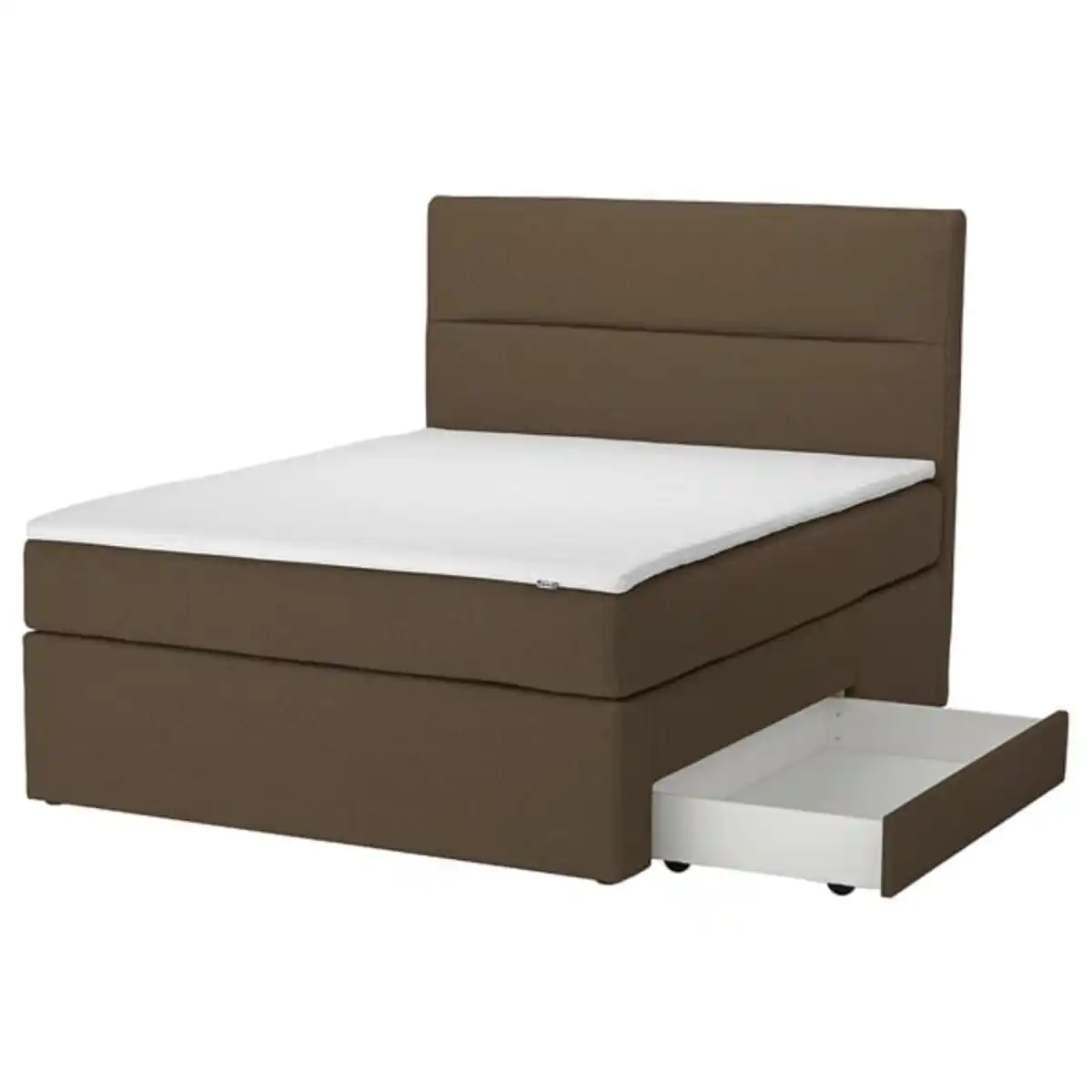 Bild 1 von HEMFJÄLLET Boxspringbett mit Bettkasten, Valevåg mittelfest/Nisseholm Tonerud dunkel graubraun, 180x200 cm