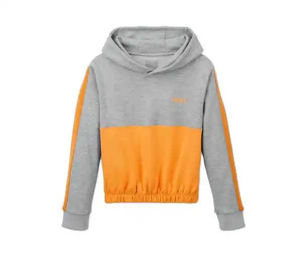 Bild 1 von Cropped-Hoodie, grau-gelb meliert