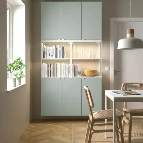 Bild 3 von ENHET Aufbewahrungskombi, weiß/blasses Graugrün, 120x32x225 cm