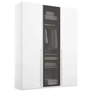 Novel Drehtürenschrank, Grau, Weiß, Metall, 5 Fächer, 151x223x60 cm, Blauer Engel, Goldenes M, Made in Germany, Typenauswahl, in verschiedenen Größen erhältlich, Schlafzimmer, Kleiderschränke,