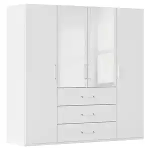 Novel Drehtürenschrank, Weiß, Kunststoff, 3 Fächer, 3 Schubladen, 201x197x60 cm, Blauer Engel, Goldenes M, BQ - Bündnis für Qualität, Made in Germany, in verschiedenen Größen erhältlich, Hol