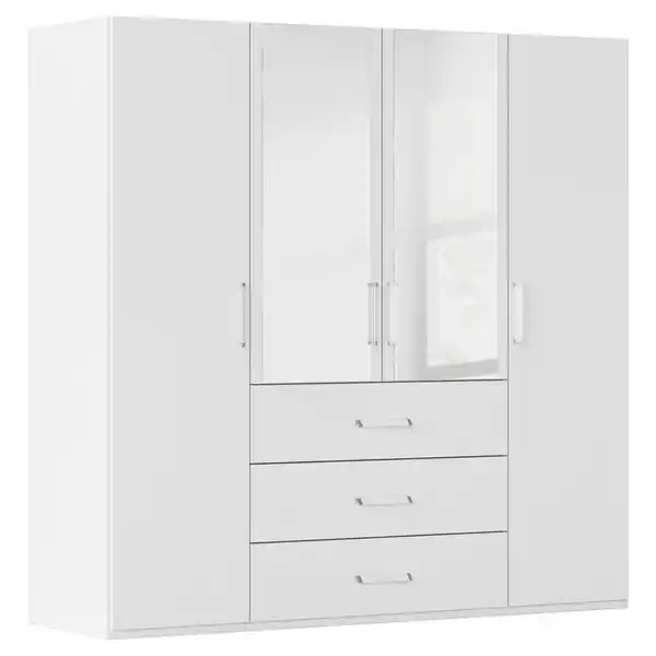 Bild 1 von Novel Drehtürenschrank, Weiß, Kunststoff, 3 Fächer, 3 Schubladen, 201x197x60 cm, Blauer Engel, Goldenes M, BQ - Bündnis für Qualität, Made in Germany, in verschiedenen Größen erhältlich, Hol