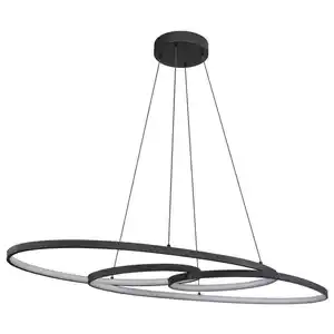 Globo Led-Hängeleuchte Spira, Schwarz, Weiß, Metall, Kunststoff, oval,oval, 36x122x100 cm, CE, Stufenschalter, Farben fixierbar, Farbtemperaturwechsler, Lampen & Leuchten, Innenbeleuchtung, Leuchte