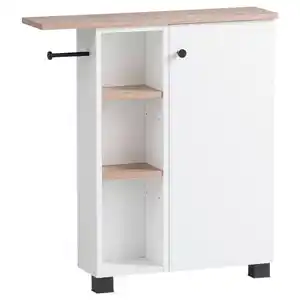 Mid.you Unterschrank Balto, Weiß, Wildeiche, Metall, 2 Fächer, 70.7x77x17 cm, Made in Germany, stehend, Badezimmer, Badezimmerschränke, Bad Unterschränke