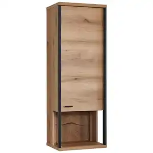 Xora Hängevitrine, Schwarz, Eiche, Holzwerkstoff, 3 Fächer, 50x141x38 cm, hängend, Esszimmer, Vitrinen