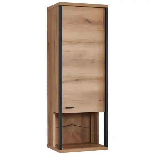 Bild 1 von Xora Hängevitrine, Schwarz, Eiche, Holzwerkstoff, 3 Fächer, 50x141x38 cm, hängend, Esszimmer, Vitrinen