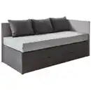 Bild 1 von Xora Boxspringbett, Hellgrau, Dunkelgrau, Textil, H3, Höhe ca. 18 cm, 90x200 cm, Schlafzimmer, Betten, Boxspringbetten