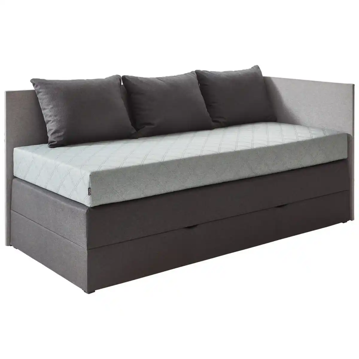 Bild 1 von Xora Boxspringbett, Hellgrau, Dunkelgrau, Textil, H3, Höhe ca. 18 cm, 90x200 cm, Schlafzimmer, Betten, Boxspringbetten